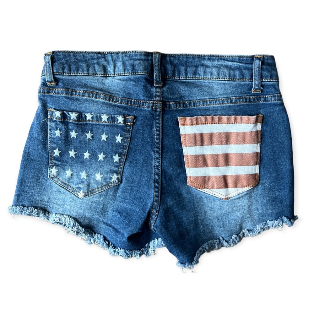 Altar’d State Women’s Stars and Stripes Patriotic Cut Off Denim Shorts, Size 25